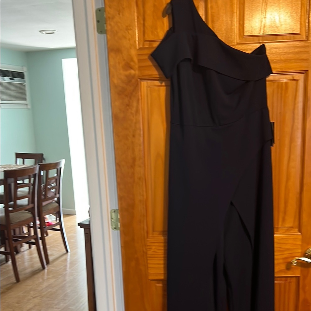 Marina Navy One Shoulder Wide Leg Jumpsuit